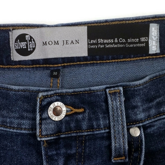 Levi's Silver Tab High Rise MOM Jeans Medium Wash Tapered Leg Womens 30x25.5 - Picture 12 of 15